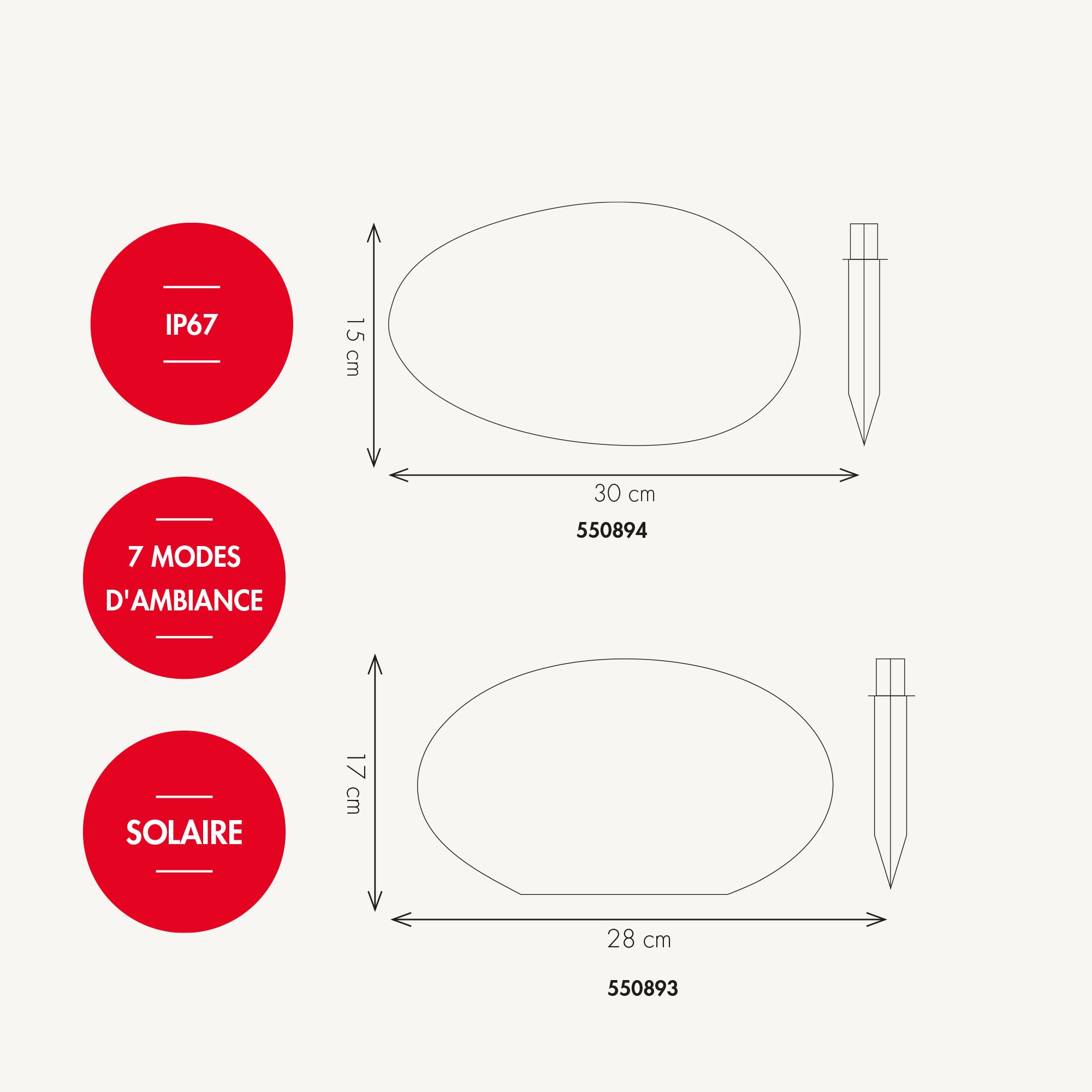 Lampe flottante galet solaire Galy - Gala